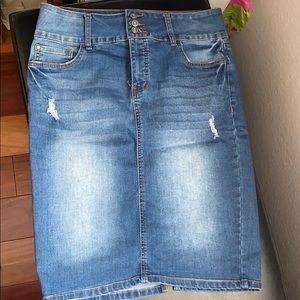 High waisted jean skirt